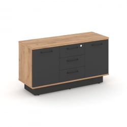 Греденция Дюкс ДКС.ГР-001 Дуб Сицилийский/Базальт/Ручка Черный Мат.Гл. 1200*430*650 / DX.GR-001