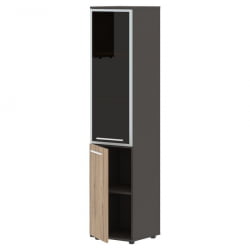 Шкаф-колонка комбинированная с дверью в металлической раме левый ЕДИС ЕХCС 42.7 Л Дуб Денвер светлый Белый Мокко / EDIS EHCS L