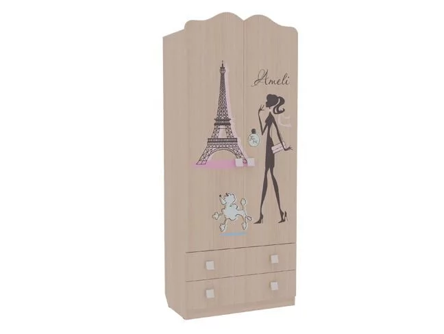 Шкаф комбинированный с ящ. 2-створчатый Амели модуль 01 Дуб млечный_0