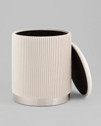 Пуф Шарлотта с ящиком велюр бежевый серебро основание_4