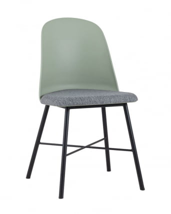Стул пластиковый Shell с мягким сиденьем Серо-зеленый_0