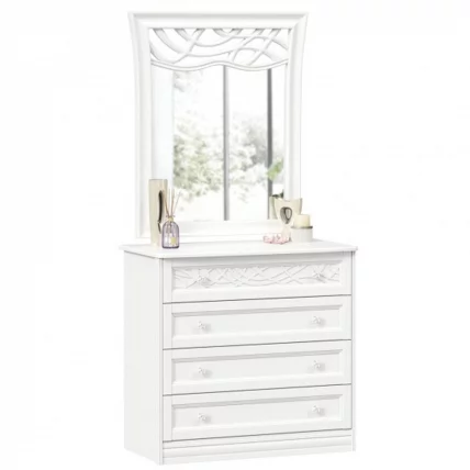 Комод с 4 ящиками с зеркалом ППУ Джулия Белый_2
