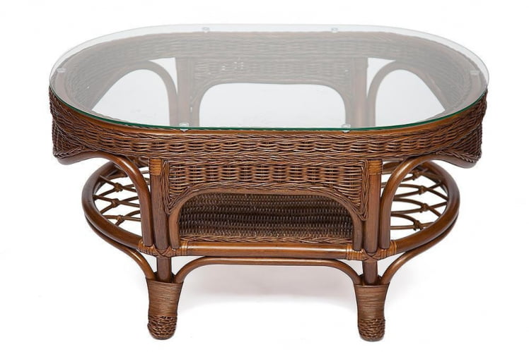 Комплект для отдыха MICHELLE ( стол со стеклом+ диван + 2 кресла + подушки) Pecan Washed (античн. орех), Ткань рубчик, цвет кремовый_4