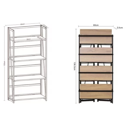 Стеллаж на металлокаркасе BRABIX LOFT SH-001 Дуб антик_10