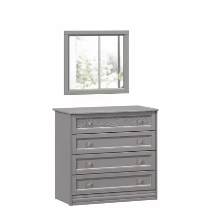 Комод с 4 ящиками с зеркалом Джулия Оникс серый_0