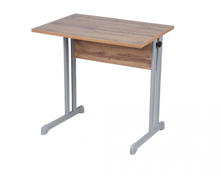 Парта одноместная прямые углы (рост 3-7) Белая ЛДСП/Серая кромка/Металл Серый_2
