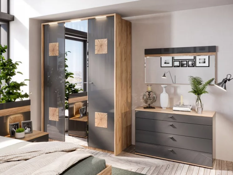 Спальный гарнитур Фиджи №5 Дуб Золотой Антрацит_1