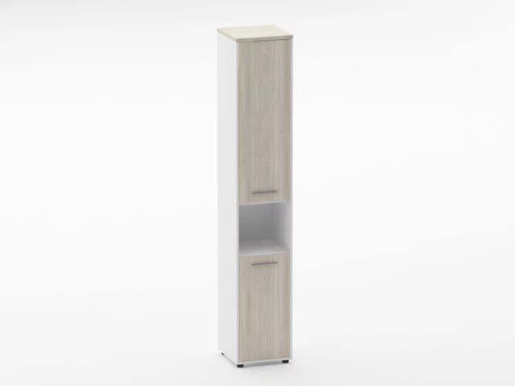 Шкаф 5 узкий закрытый, с нишей Deka 10.23.15Л Дуб Сантана светлый/Белый_0