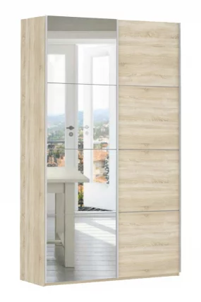 Шкаф-купе двухдверный Прайм 1200 ДСП/Зеркало Дуб сонома_0