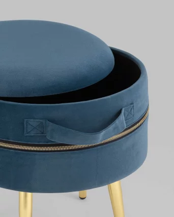 Пуф Тильда с ящиком велюр Сине-зеленый_3