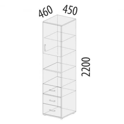 Стеллаж (прав) Эверест 500.04 Дуб Кронберг/Белый шпон_1