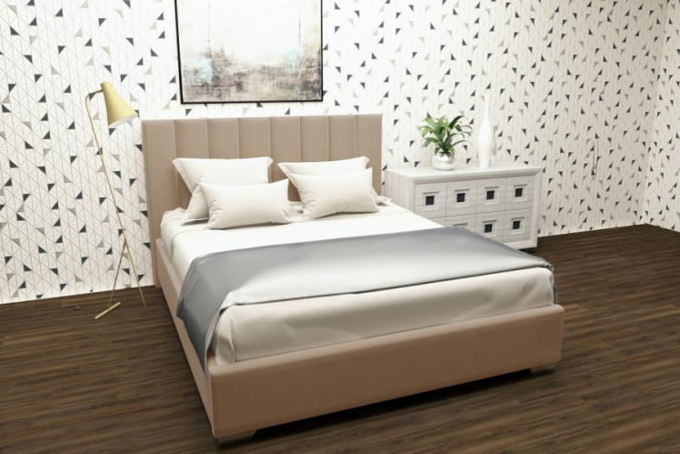 Мягкая интерьерная кровать Терра без основания Материал фасада: Металл/Велюр; Спальное место: 1600х2000 мм; Цвет: Светло коричневый_0