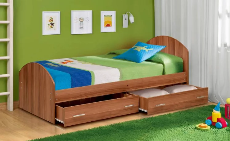 Кровать с ящиками на уголках №2 ЛДСП 900*2000 Итальянский орех_0