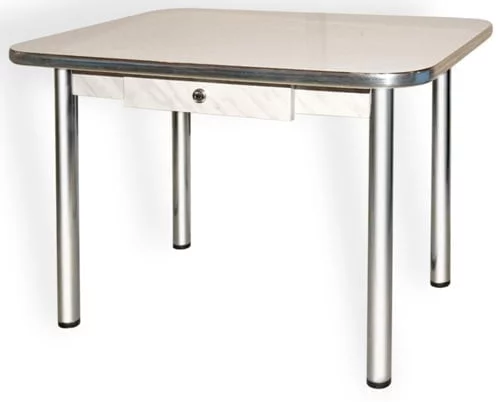 Стол обеденный Ломберный с ящ ХРОМ 1 кат. 4030 мат ЛДСП Белый_2