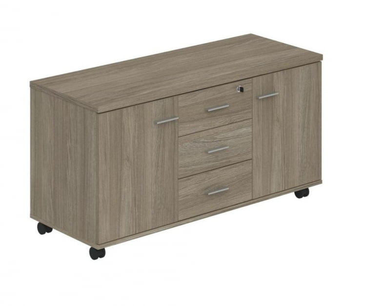 Тумба опорная (мобильная) с 3 ящиками и 2 распашными фасадами Wing WN.202.OD Дуб темный_0