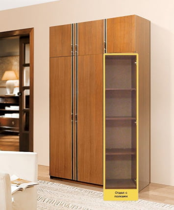 Шкаф распашной с антресолью Флагман 2 Вишня Оксфорд_59971_6