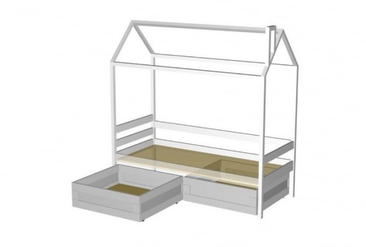 Кровать-домик RooRoom кд-11Р c ящиками Розовый_1