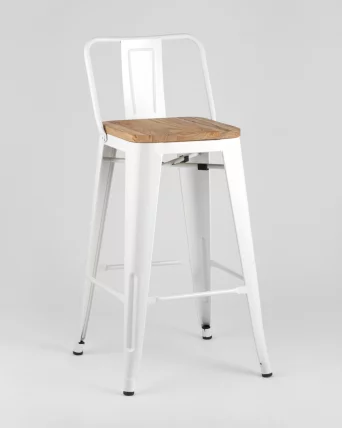Полубарный стул Tolix Wood со спинкой Белый_1