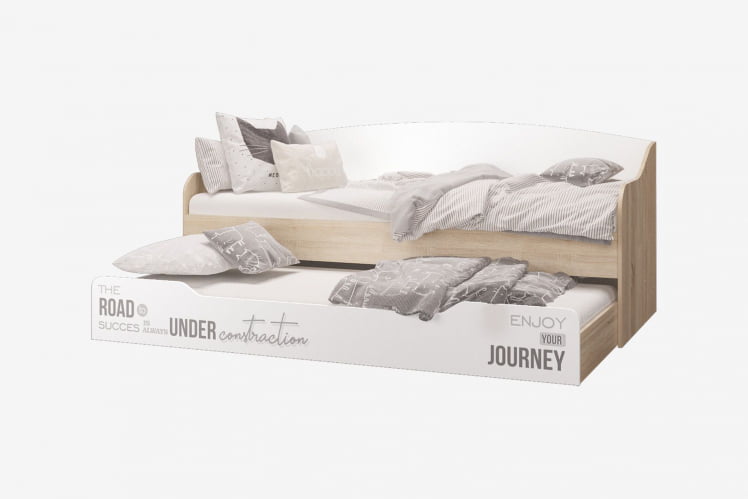 Кровать-софа Джуниор, выдвижная, дуб сонома/ дуб сонома, белый_1