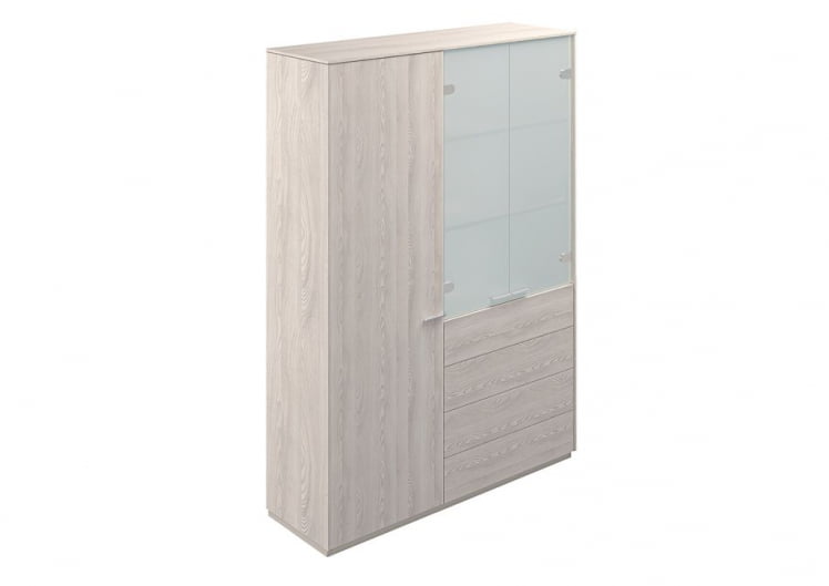 Шкаф высокий двойной с отделением для одежды Atlas NZ-0303+NZ-0312.YN.GS Ясень Наварра Серый камень_0