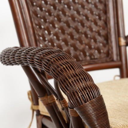 Комплект обеденный ANDREA GRAND (стол со стеклом+6 кресел+ подушки) Pecan Washed (античн. орех), Ткань рубчик, цвет кремовый_17