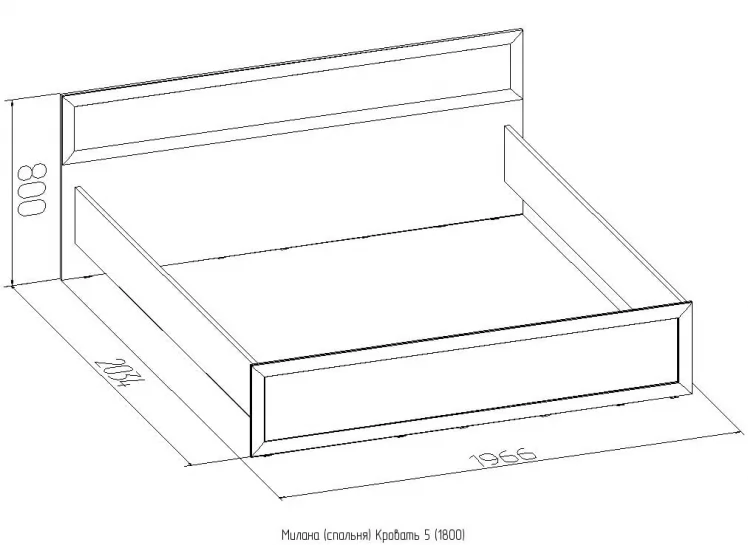 Кровать 5 (1800) Дуб Отбеленный (спальня)_1