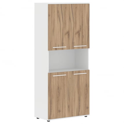 Шкаф с двумя комплектами глухих малых дверей EDIS EHCS 85.4 Дуб Денвер светлый Белый Белый_0