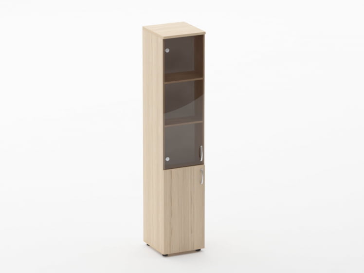 Шкаф высокий со стеклом Glassy 6.19.15Л Дуб молочный_0