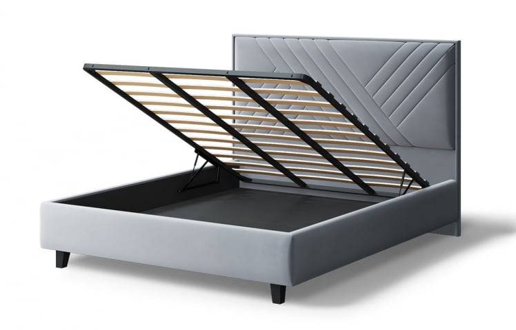 Кровать МИРА 2000*1400мм (на опорах), велюр NEO 25 (серый), (б/основания, б/матраса)_3