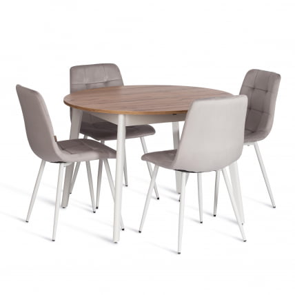 Стул CHILLY (mod. JSC-220) Велюр/металл , 44,5х52,5х88 см, Light grey (светло-серый) HLR14 / белый_5