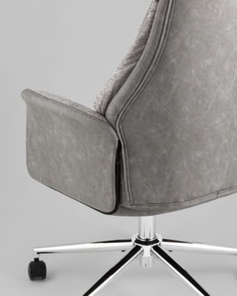 Кресло офисное TopChairs Neoma светло-серый экокожа ткань_4