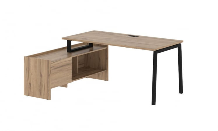 Стол с тумбой EDIS ELCT 17814 Дуб Денвер светлый Черный_0