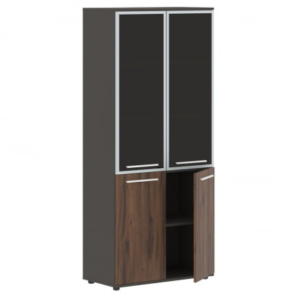 Шкаф комбинированный  с дверьми в металлической раме EDIS EHCS 85.7 Дуб Денвер темный Белый Мокко_1