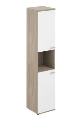 Шкаф высокий левый с нишей Sigma SG.866.OD.WH.WH.L Дуб темный Белый_0