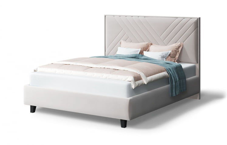 Кровать МИРА 2000*1400мм (на опорах), велюр NEO 02 (бежевый), (б/основания, б/матраса)_0