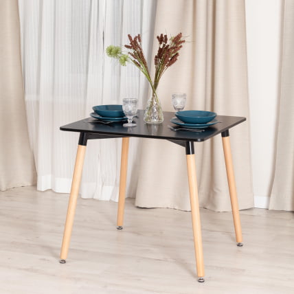 Стол JOHN (mod. T1003) МДФ/дерево, 80 х 80 х 75 см , Black (черный)/ Natural (натуральный)_4