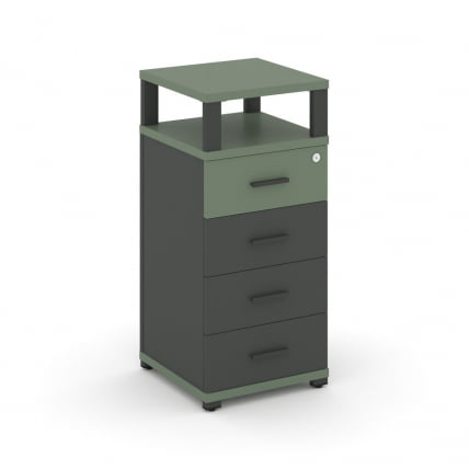 Тумба приставная с 4-мя ящиками и надставкой CONCEPT CN.TUO-003 B/W Кобо Антрацит_0