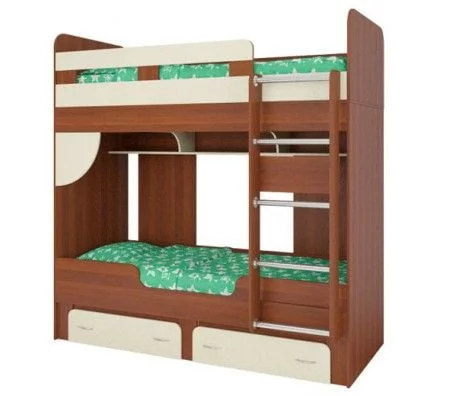 Детская Кровать 2-ярусная Твистер Вишня оксфорд / Крем_0