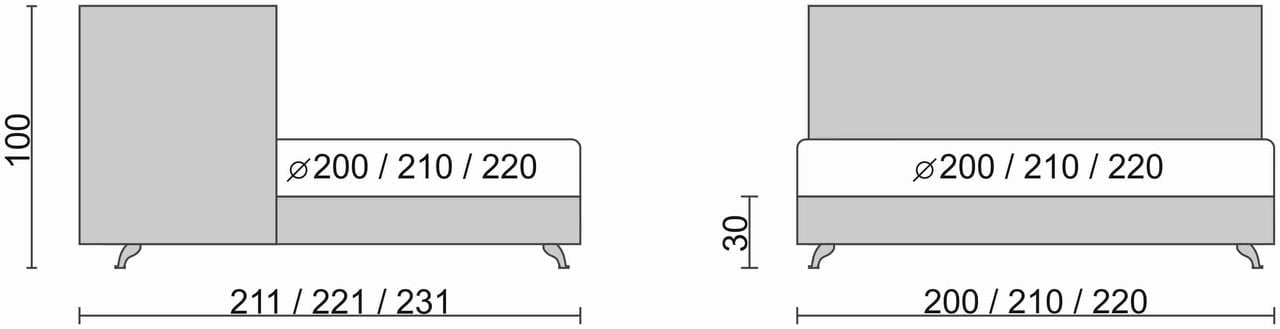 Круглая кровать Caprice 220x220 см Красная ткань_3