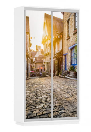 Шкаф-купе двухдверный Экспресс Хит Улица/Белый снег_0