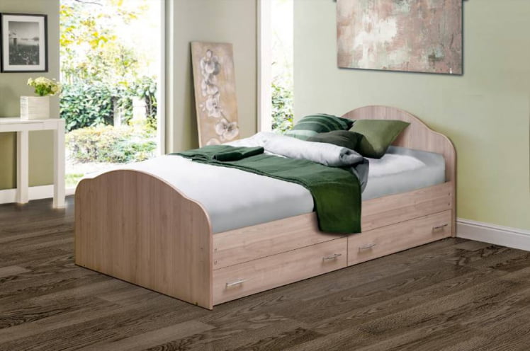 Кровать с ящиками на уголках №1 ЛДСП 1400*2000 Белый_0