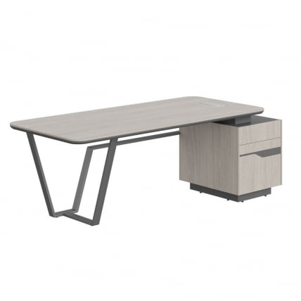 Стол руководителя правый Line СФ-571101.1 Дуб серый Черный графит_0