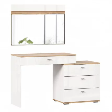 Стол туалетный комбинированный с зеркалом 890 Фиджи 012 Дуб Золотой Белый_0