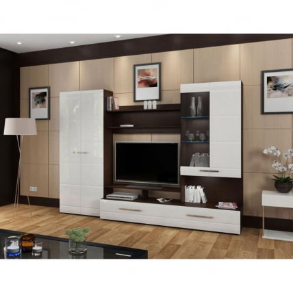 Гостиная Верона Дуб венге Белый глянец_1