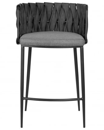 Стул полубарный DOBRIN AMELIA COUNTER (серая ткань (F-48), темно-серый винтажный PU (MF-12))_5