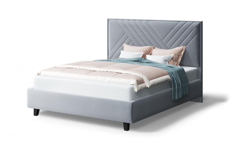 Кровать МИРА 2000*1400мм (на опорах), велюр NEO 25 (серый), (б/основания, б/матраса)_0