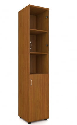 Шкаф для документов узкий с прозрачными стеклами Р.П-4СБ Крафт золотой_0