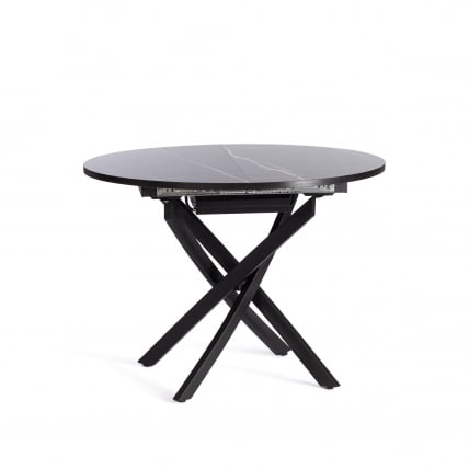 Стол MANZANA ЛДСП/HPL/металл, 100 х 100+30 х 75 см, Мрамор черный/черный_1