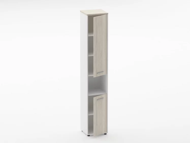 Шкаф 5 узкий закрытый, с нишей Deka 10.23.15Пр Дуб Сантана светлый/Белый_1