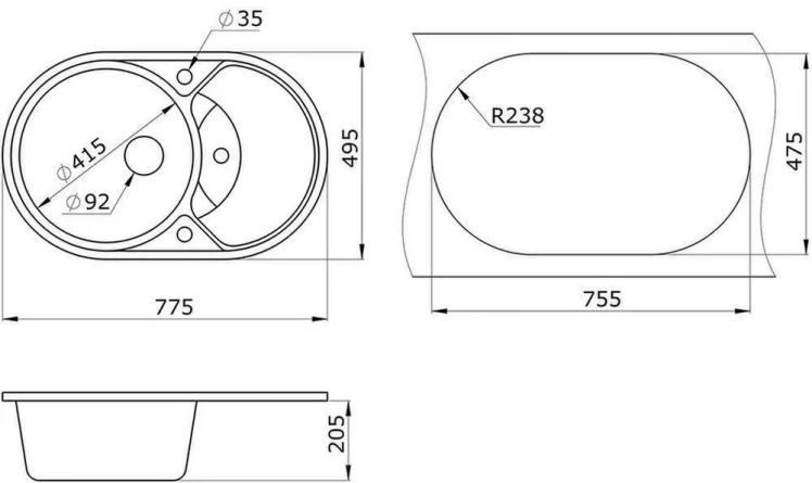 Кухонная мойка GRANULA 7801 Арктик_2